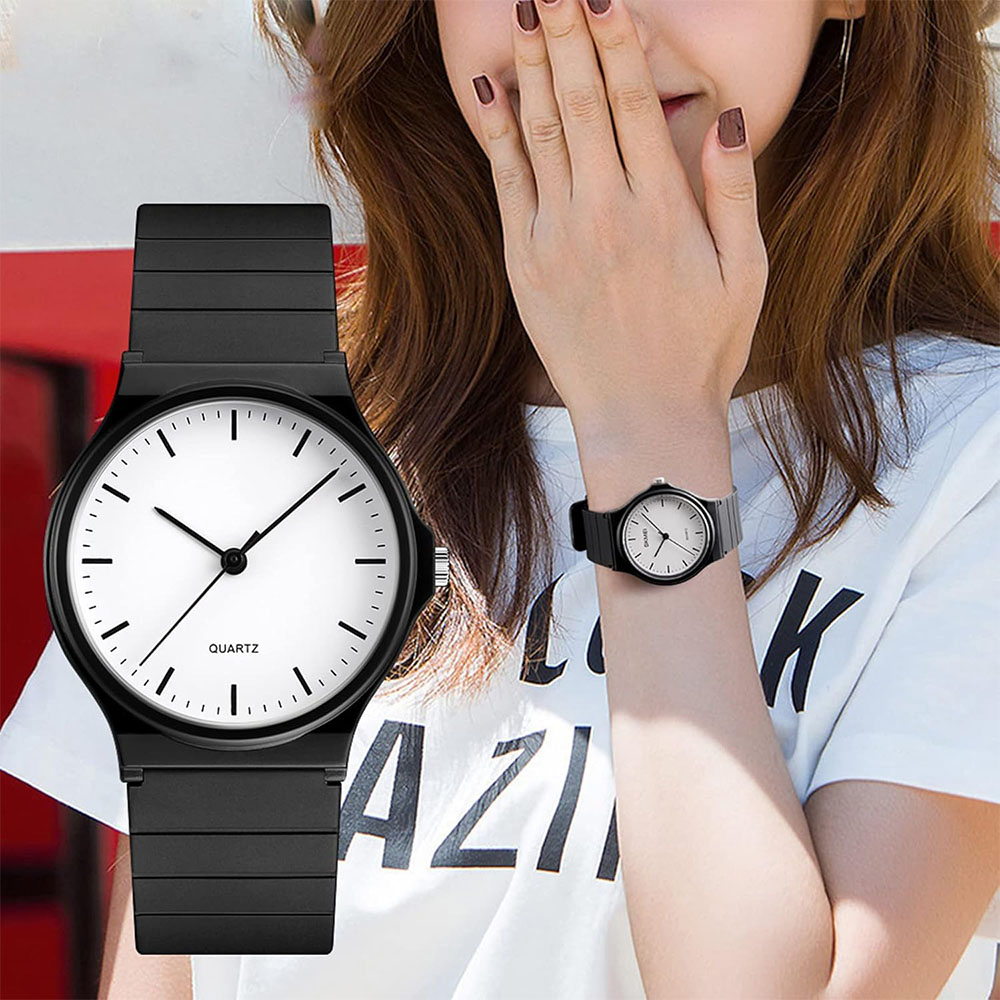 Unisex Quartz Watch with Silicone Strap – Fashionable